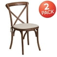 thumbnail image 5 of BizChair 2 Pk. Stackable Pecan Wood Cross Back Chair with Cushion, 5 of 7