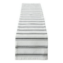 Black Zig Dobby Stripe Table Runner 14x108"
