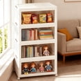 thumbnail image 6 of Asnews 4 Tier Stackable Storage Bins with Lids & Magnetic Doors, 55 QT Foldable Storage Cabinet with Wheels, Transparent Plastic Storages Drawers for Bedrooms, Living Rooms, and Studies, 6 of 7