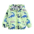 thumbnail image 2 of XQYLOS Dinosaur Graphic Raincoat for Toddler Boys, Cotton Lined Waterproof Jacket with Hood, Easy Zip Lightweight Windbreaker, 2 of 4