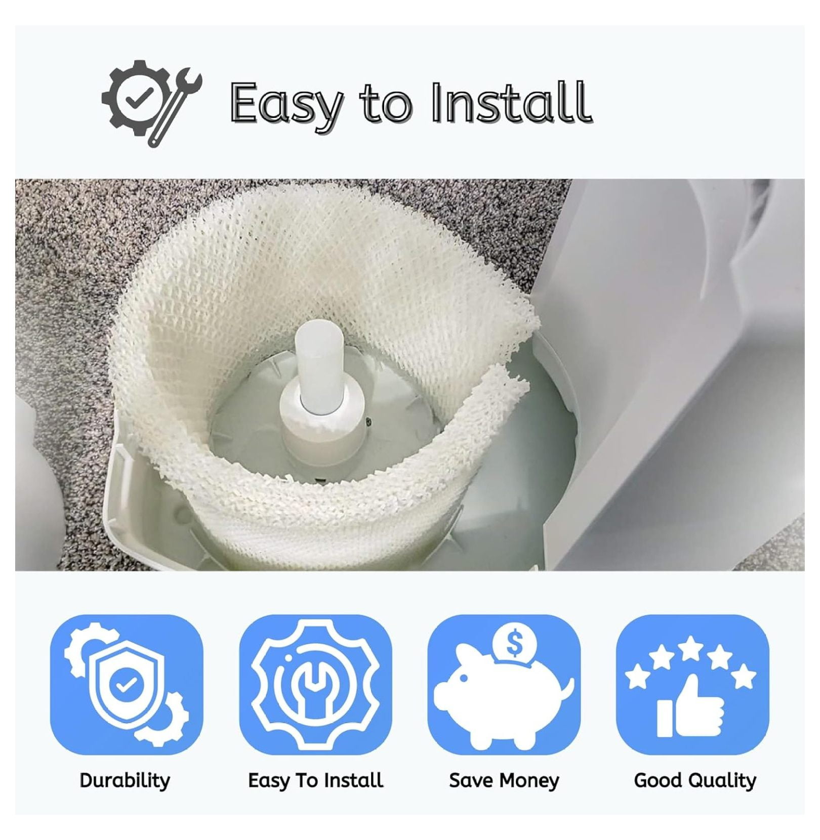 MAF1 Super Humidifier Wick Filter Replacement for Aircare Air-care MA1200, MA1201, MA0950 EF1 14906, 14410, 14411, 15412, 29979, 29980, 29981, 29982. 4 Pack
