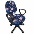 thumbnail image 1 of Floral Office Chair Slipcover, Tropical Pink Tones Flowers Dragonfly Night Look Vintage English Garden Art, Protective Stretch Decorative Fabric Cover, Standard Size, Lavender and Mauve, by Ambesonne, 1 of 5