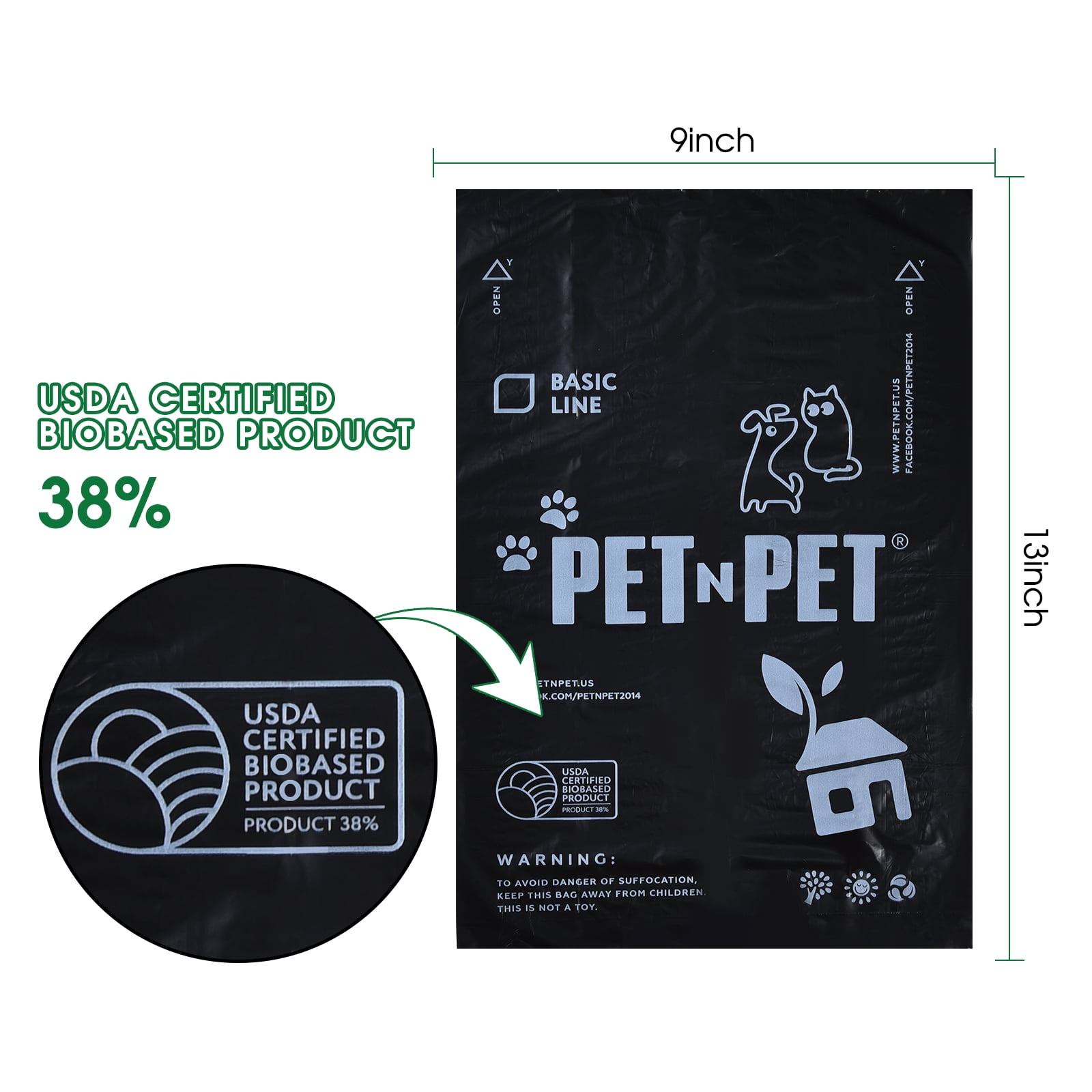  PET N PET 1080 Counts Green Dog Poop Bag Rolls, Dog Bags  Doggie Poop Bags, 38% Plant Based & 62% PE Dog Waste Bags, Extra Thick  Doggy Poop Bags, Pet