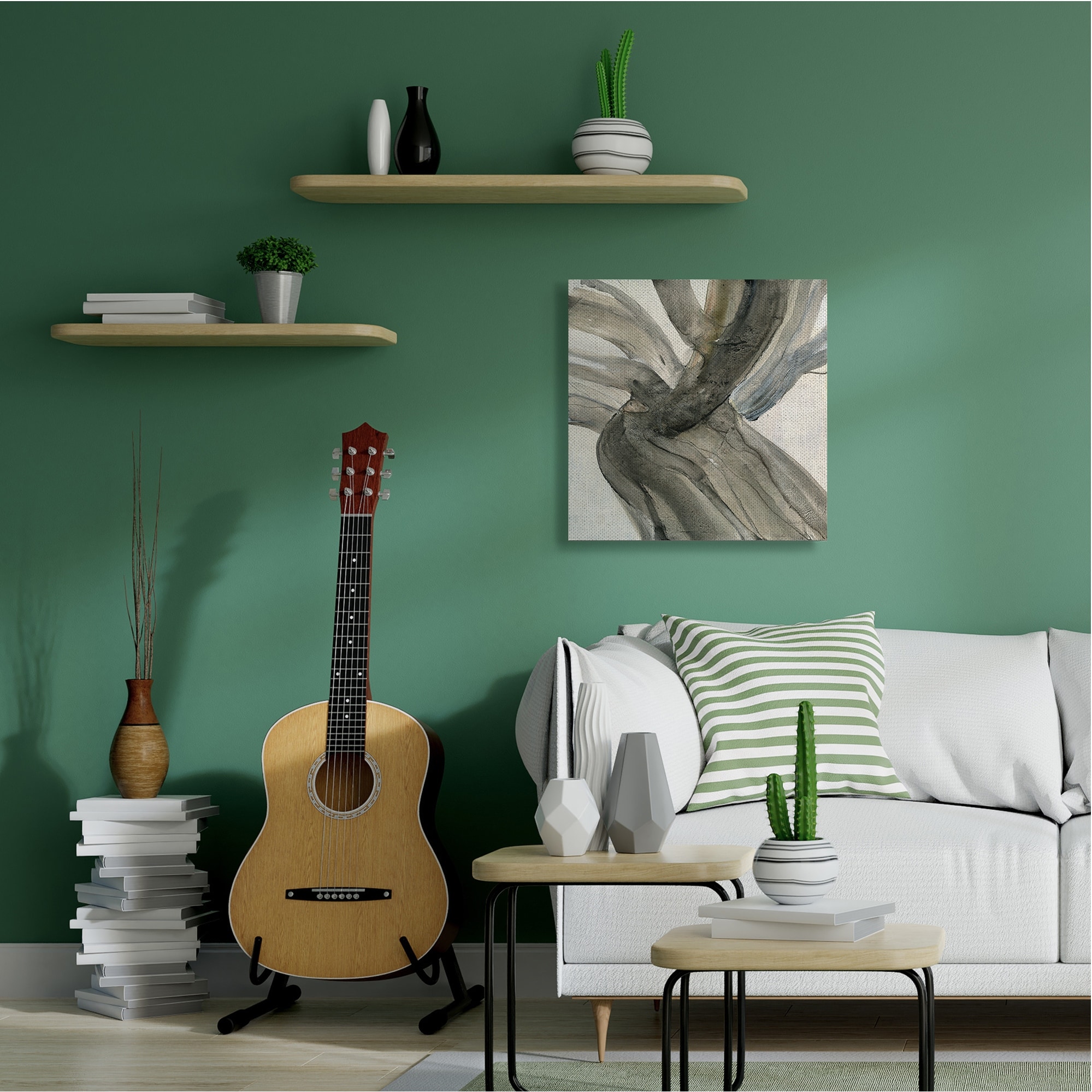Stupell Industries Curved Coastal Driftwood Abstraction Neutral Brown Canvas Wall Art, 30 x 30, Design by Albena Hristova