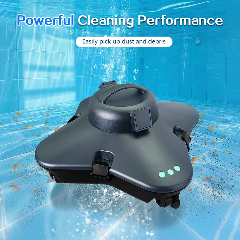 Automatic Pool Vacuum, Cordless Electric Robot for Above and In-ground Pools, Suitable for Areas Up to 1000 Square Feet -White