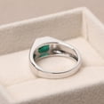 thumbnail image 3 of Vintage emerald engagement ring for men, asscher cut wide band silver May birthstone ring, 3 of 5