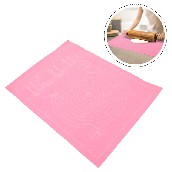 FELTECHELECTR Silicone Pastry Mat Pink Nonstick for Baking and Kneading Dough