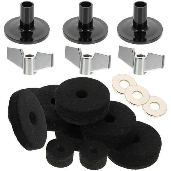 LOLIPPYY 1Set Black Drum Kit Felt Pads Cymbal Sleeve Replacement Non Slip Percussion Accessory