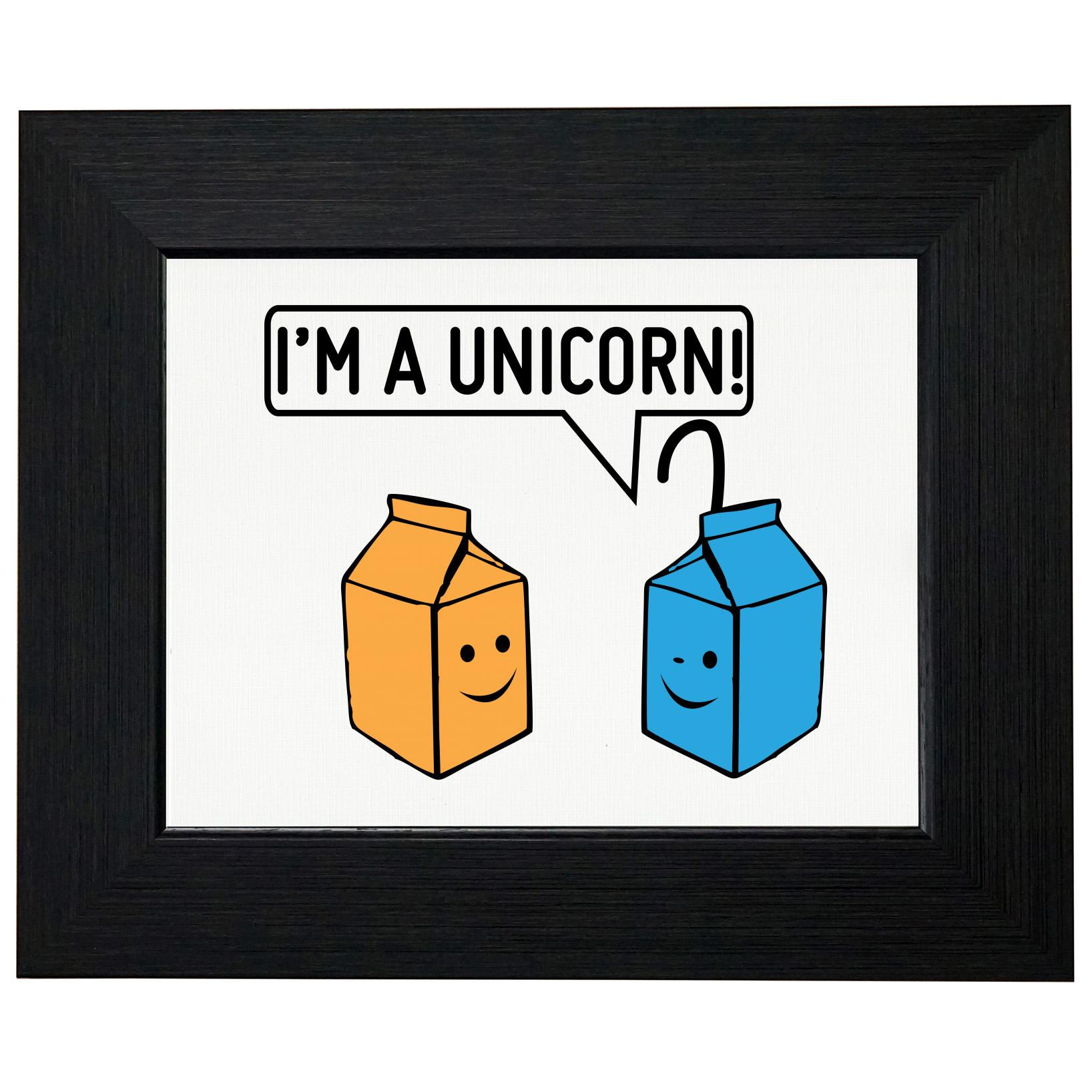 Juice Box Joke I'm A Unicorn Straw Funny Framed Print Poster Wall