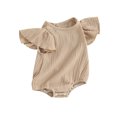thumbnail image 2 of Gupgi Combinaisons Couleur Unie pour Bébés Filles Col Rond Manches Volantes Justaucorps Été, 2 of 9