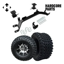 Hardcore Parts 4" Drop Axle Lift Kit for EZGO Marathon (1975-1993) Electric Golf Cart with 10" Machined/Black 'Kraken' Wheels and 22"x11"-10" DOT rated All-Terrain tires