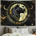 thumbnail image 3 of BCIIG Wolf Tapestry,Sun and Moon Wall Hanging Art,Tribal Dream Catcher Wall Blanket for Kids Girls Boys Adult Bedroom Decor,Black Gold Starry Sky Galaxy Cloud Porch Hangings,, 3 of 7