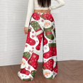 thumbnail image 4 of Women's Casual Wide Leg Pants, Christmas Print Elastic Waist Loose Plush Trousers, Cozy Winter Trousers for Indoor and Outdoor Casual Wear,Vermilion,2XL, 4 of 4