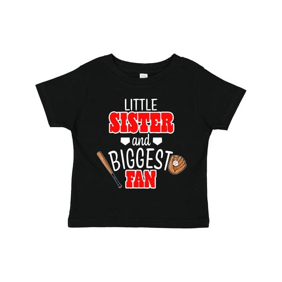 Inktastic Little Sister and Biggest Fan Baseball Glove and Bat Girls Toddler T-Shirt