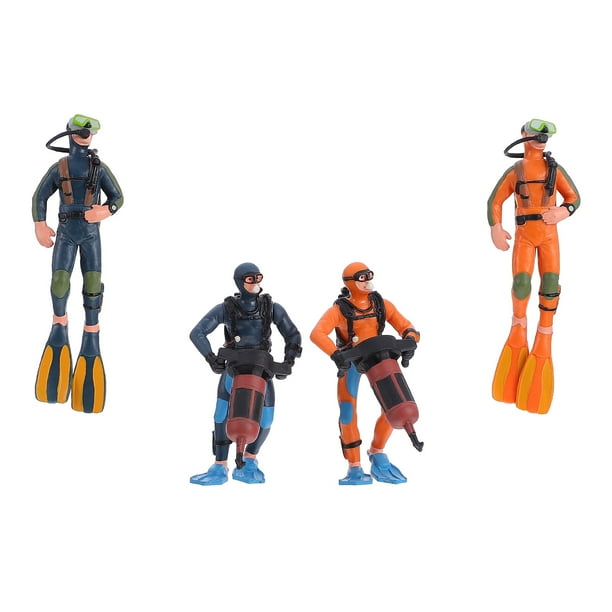 4 piezas de PVC de simulación de buzo para decoración de mesa de arena en miniatura.