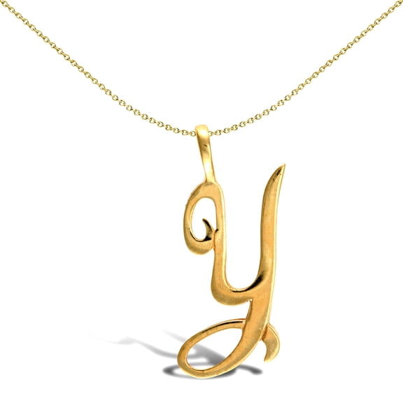 Solid 9ct Gold Jewelco London Script Identity Initial Pendant Letter Y