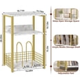 thumbnail image 2 of Large Record Player Stand, 3-Tier End Table with Vinyl Storage Up to 130 Albums, Industrial Turntable Printer Tables, Modern Side Tables for Living Room, Office, Gold, 2 of 9
