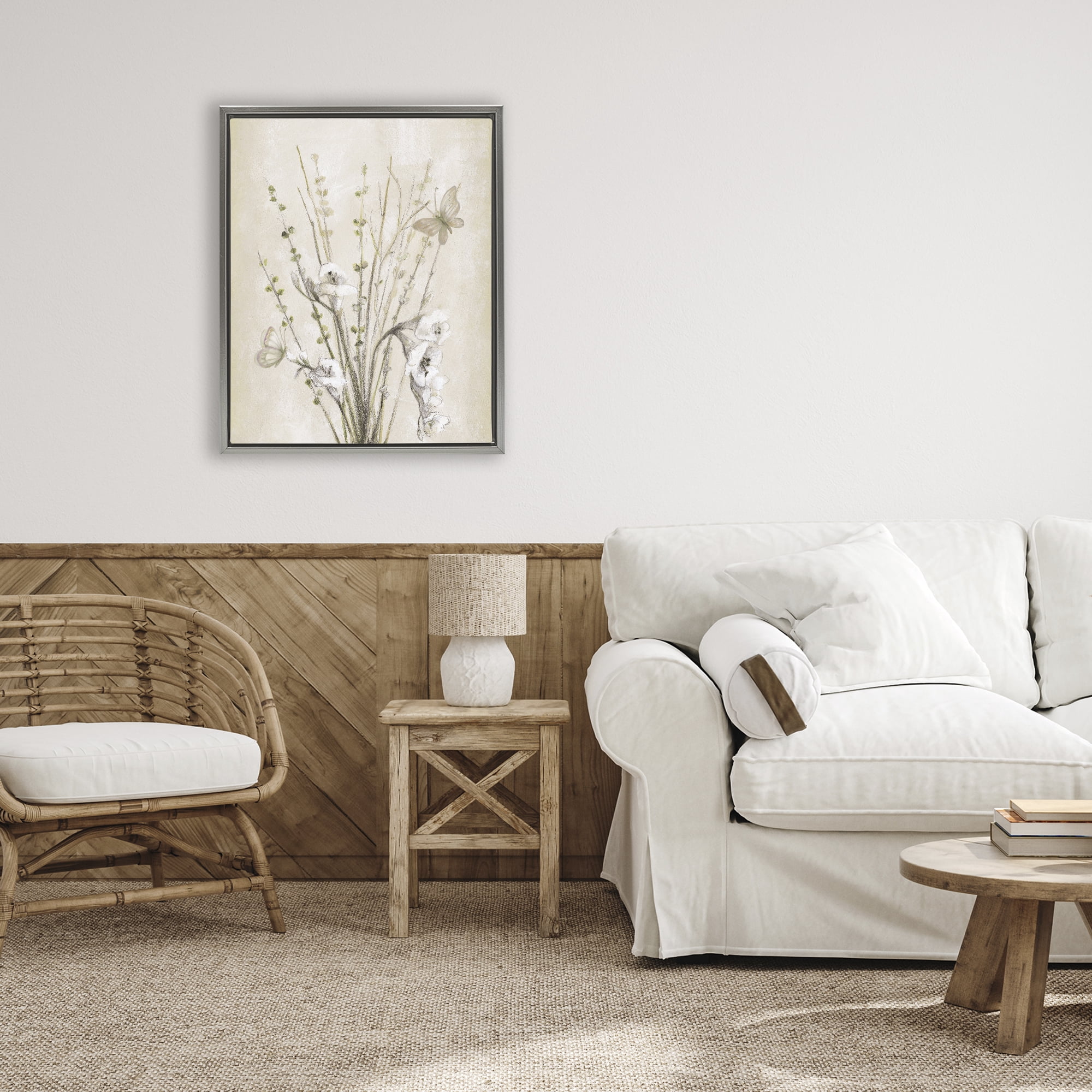 Stupell Industries Fresia & Date Branch Gray Framed Floater Canvas Wall Art, design by Lanie Loreth
