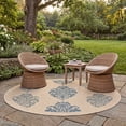thumbnail image 3 of Safavieh Courtyard Jenny Medallion Indoor/Outdoor Area Rug, Natural/Blue, 5'3" x 5'3" Round, 3 of 9