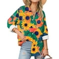 thumbnail image 5 of Jinhomg Button Down Shirts for Women Dressy Casual Floral Printed V-Neck Blouse Lightweight Comfy Long Sleeve Business Work Tops Holiday Sales Multicolor S, 5 of 6