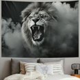 thumbnail image 2 of Creowell Lion Tapestry, Wild Animal African Lion on Black Background, Black and White Lion Tapestry, Animal Lion Tapestry Wall Hanging for Bedroom Living Room Collage Dorm Room Painting, 2 of 6