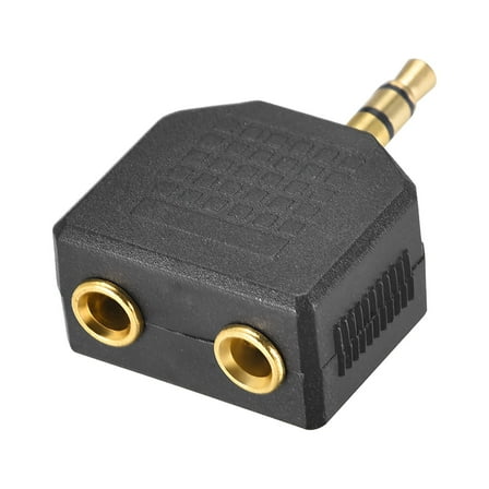3.5mm Male to Dual 3.5mm Female Splitter Black for Stereo Audio Convert 1Pcs