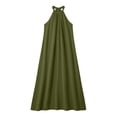 thumbnail image 5 of Tqcoqu Sleeveless Long Dress for Women,Boho Halter Maxi Sundress Casual Loose Dresses,Army Green Women's S-XXL, 5 of 8