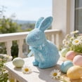 thumbnail image 5 of XJGHHSY 2 Pcs Glitter Easter Bunny Figurine - 9.2" Large Blue Sparkle Rabbit Statue with Satin Bow,Easter Table Centerpiece for Home,Balcony,Party Decor & Holiday Gifting,ZZ-PVC-Blue, 5 of 5