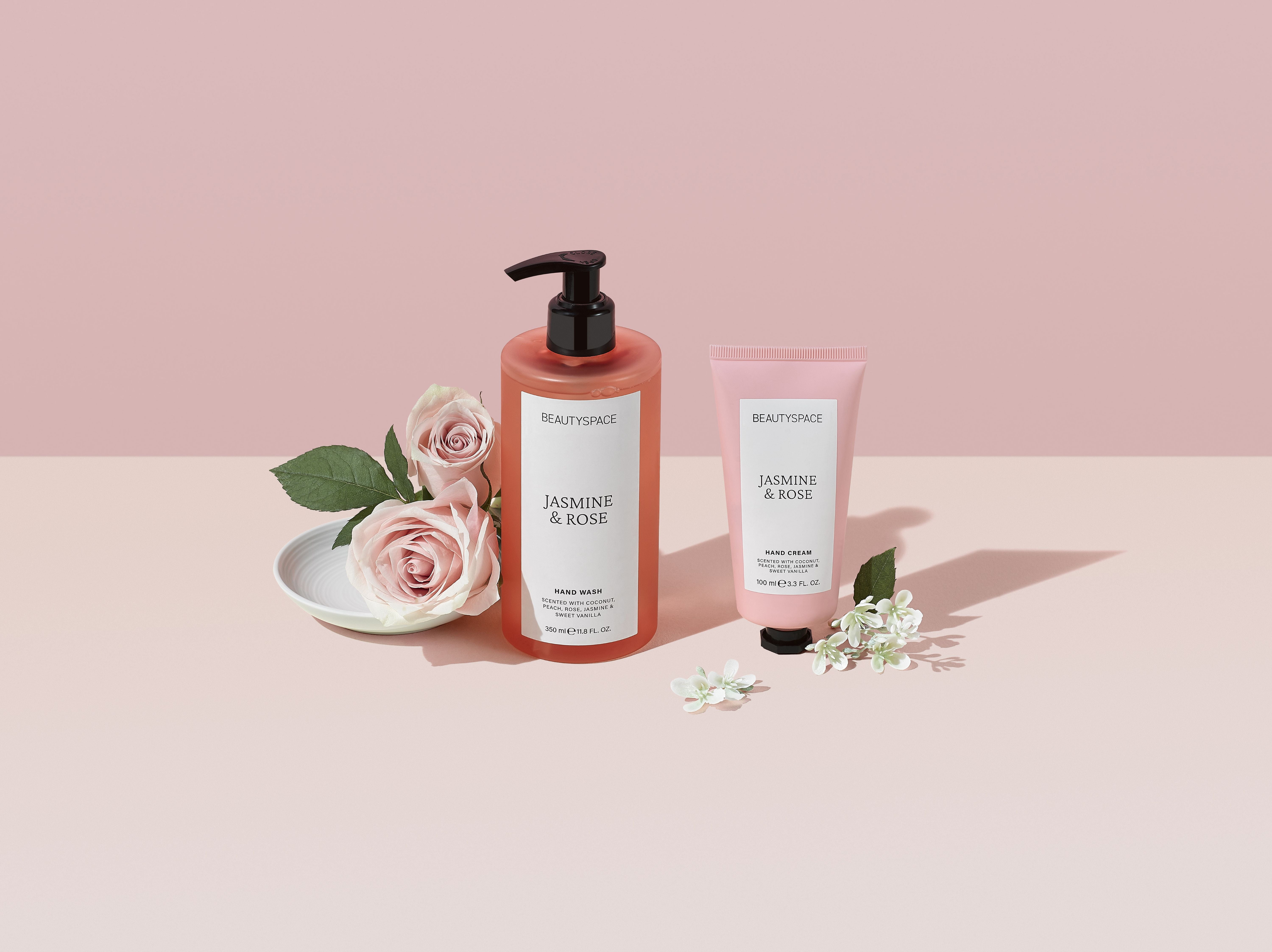 BEAUTYSPACE Jasmine and Rose Hand Cream & Hand Wash Duo