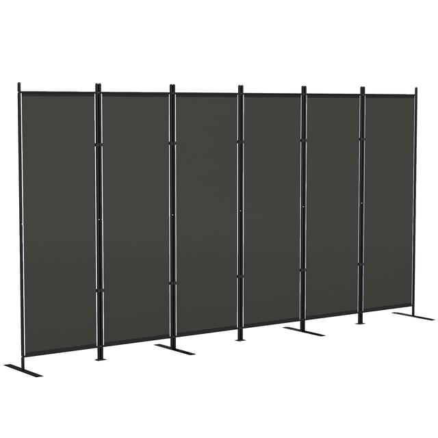 HOMCOM 6 Panel Room Divider, Folding Privacy Screen, Charcoal Grey