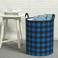 thumbnail image 5 of Picia Blue Black Plaid Large Laundry Basket, Waterproof, Freestanding Laundry Hamper, Collapsible Tall Clothes Hamper with Extended Handles-Medium, 5 of 8