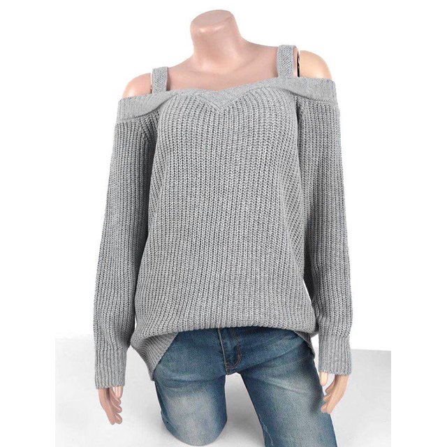 Tamaño más fría hombro grueso suéter Rosegal Blusas Tallas Grandes
