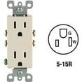 thumbnail image 2 of Leviton Decora Duplex Outlet Residential Grade Self Grounding - 15 Amp - Light Almond, 2 of 2