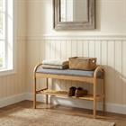 Barara King 2-Tier Bamboo Shoe Bench with Soft Padded Cushion and Open Storage Shelf for Entryway Hallway Home Furniture, Gray