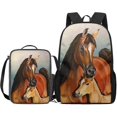 thumbnail image 1 of School Supplies Horse Pattern School Set Backpack Small Lunch Box, 1 of 5