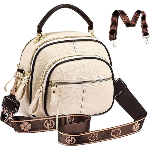 Crossbody bag, Classic Multifunctional Compartments Adjustable Wide Shoulder Strap Leather Crossbody Bag