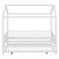 thumbnail image 4 of BEBPILOO Full Size Metal House Bed with Fence, With Trundle, White, 4 of 11