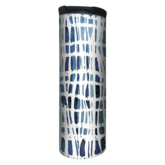 Highland Home Blue & White 17 oz. Double Wall Stainless Steel Tumbler w/Lid