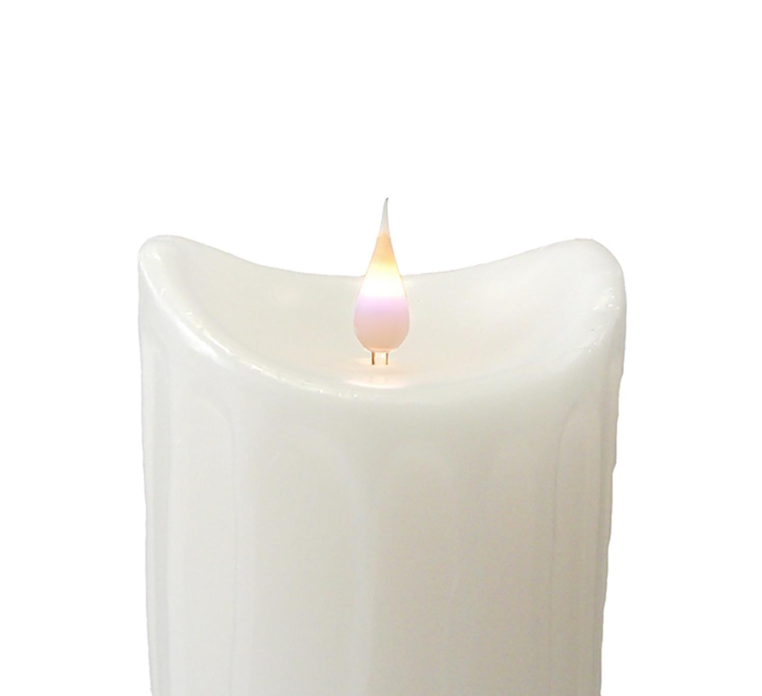 9" Simplux White Flameless LED Lighted Wax Pillar Candle with Moving
