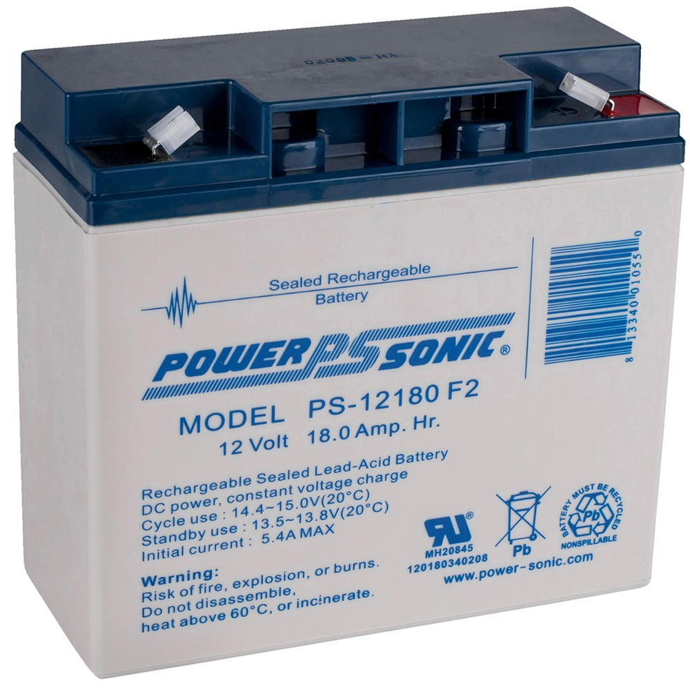 Power Sonic PS-12180 12V 18Ah Lead Acid Battery F2 Terminal