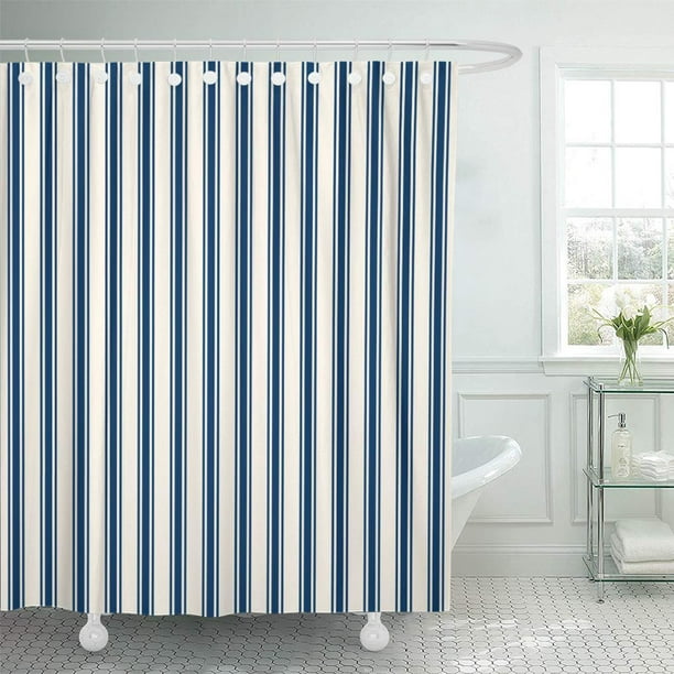 Bath Shower Curtain 66x72 Inch, Gray Ticking Stripe Shower Curtain