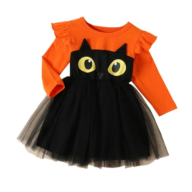 2025 Robe à Manches Courtes pour Tout-Petit Robe à Manches Longues à Imprimés de Dessins Animés Tulle en Maille Princesse Sans Manches