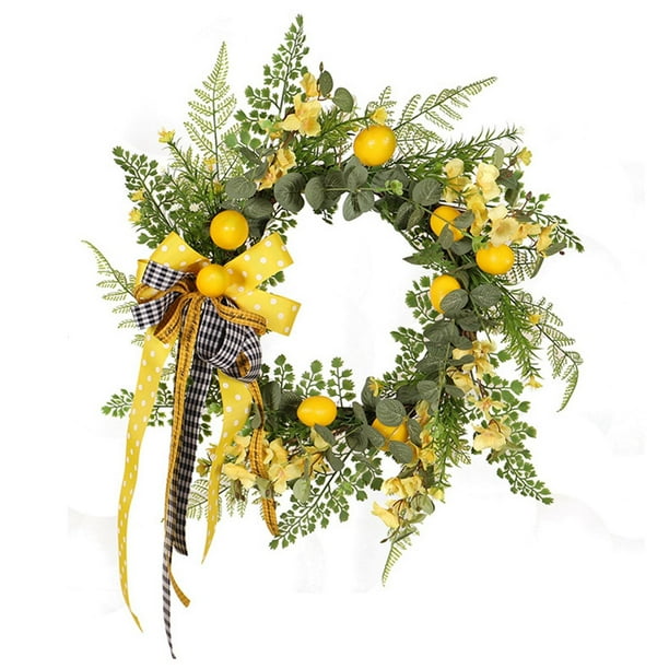 Decoraciones artificiales, corona de frutas de primavera simulada para colgar en la pared. Forma redonda
