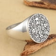 thumbnail image 3 of GHSDFBB Bague Religieuse en Acier Inoxydable Catholique St Benedict Exorcisme Signet Protection Démon Chasseur de Fantômes Bande Croisée avec Beaucoup de Lettres, Or, Argent Noir, 3 of 4