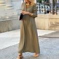 thumbnail image 2 of ICHUANYI New Trending Womens Casual Solid V Neck High Waist Long Sleeve Long Dress Fashion Cloth 2024, 2 of 6