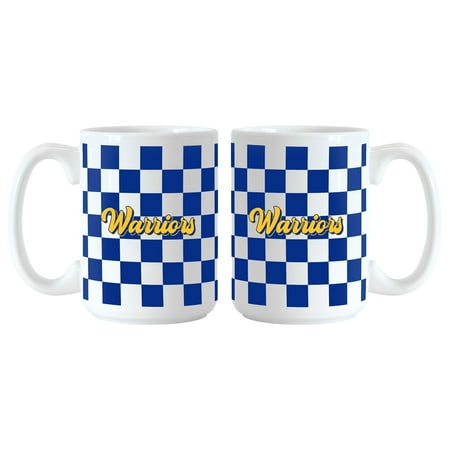 Golden State Warriors 2-Pack 15oz. Checkered Wordmark Mug Set Golden State Warriors 2-Pack 15oz. Checkered Wordmark Mug Set