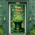 thumbnail image 5 of Green Theme St. Patrick's Day Banner Shamrock Pattern Happy St. Patrick's Display Gold Lettering Leprechaun Hat Design Clover Theme Backdrop for St. Patrick's Day Party Festival Indoor Decoration, 5 of 9
