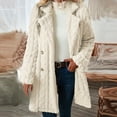 thumbnail image 2 of Wensltd White Long Sleeve Hoodless Casual Outwear Lapel Neck Long Warm Coat, 2 of 8