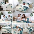 thumbnail image 5 of 3 Piece Peacock Feather Duvet Cover Set Twin Size,Microfiber Comforter/Quilt Cover with Corner Ties and 2 Pillowcases,Teal Ethnic Rustic Farmhouse Elegant All Season Soft Bedding with Zipper Closure, 5 of 8