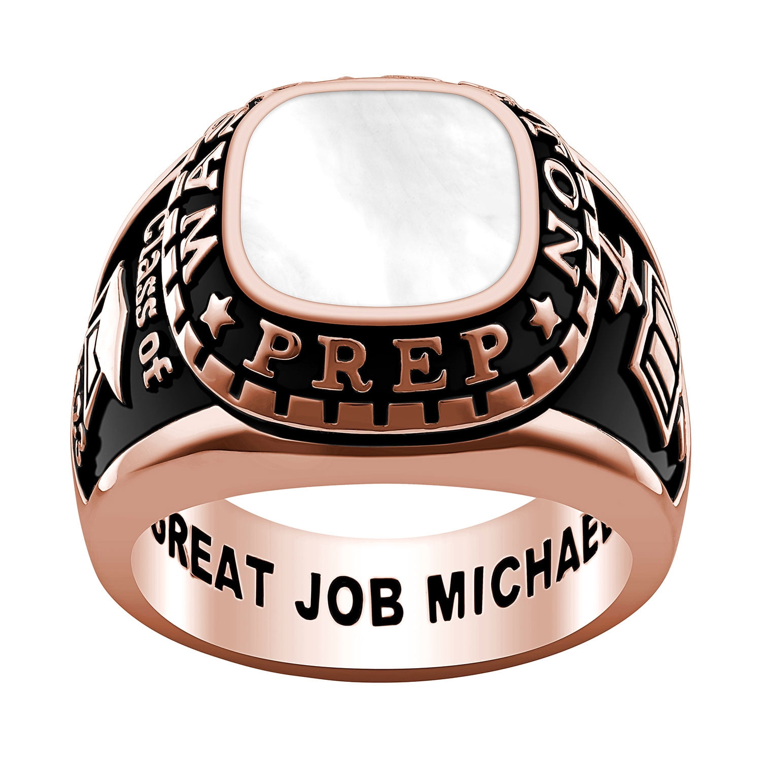 Order Now for 2025 Graduation, Freestyle Men’s – Onyx, Carnelian, Lapis, Mother of Pearl Genuine Stone Class Ring, Personalized, High School or College Graduation